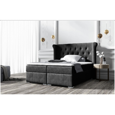 Elegantní čalouněná postel 160x200 MAXIMO - černá + topper ZDARMA