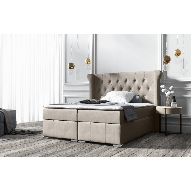 Elegantní čalouněná postel 180x200 MAXIMO - tmavě béžová + topper ZDARMA