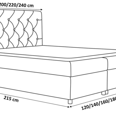 Elegantní čalouněná postel 200x200 MAXIMO - černá + topper ZDARMA