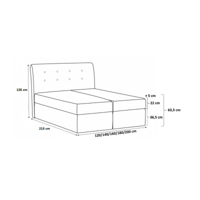 Kontinentální postel 160x200 VIVIEN 1 - šedá eko kůže + topper ZDARMA