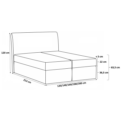 Elegantní čalouněná postel Mandy s úložným prostorem šedá 160 x 200 + topper zdarma