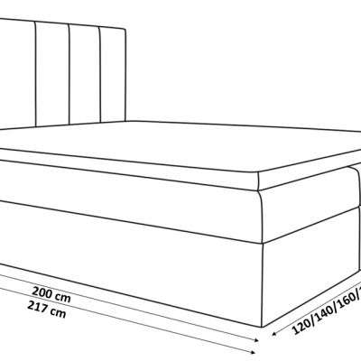Kontinentální postel Kaspis černá eko kůže 180 + topper zdarma