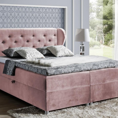 Boxspringová postel 180x200 PADMA - růžová + topper ZDARMA