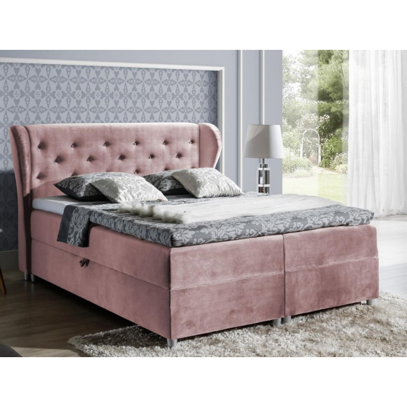 Boxspringová postel 200x200 PADMA - růžová + topper ZDARMA