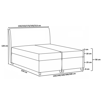 Čalouněná postel 120x200 PILAR - růžová + topper ZDARMA