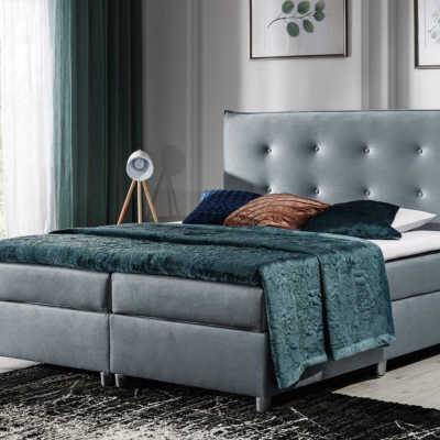 Čalouněná postel 140x200 PILAR - modrá + topper ZDARMA