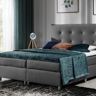 Čalouněná postel 180x200 PILAR - šedá + topper ZDARMA