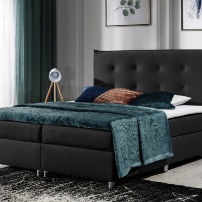 Čalouněná postel 180x200 PILAR - černá + topper ZDARMA