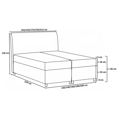 Čalouněná postel 200x200 PILAR - černá + topper ZDARMA