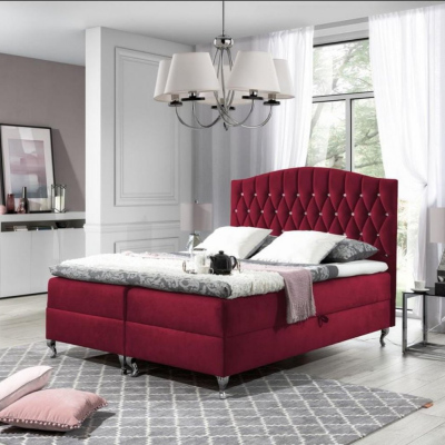 Elegantní postel 120x200 PEGGY - červená + topper ZDARMA