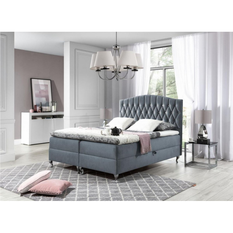 Elegantní postel 120x200 PEGGY - šedá + topper ZDARMA