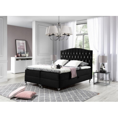 Elegantní postel 140x200 PEGGY - černá + topper ZDARMA