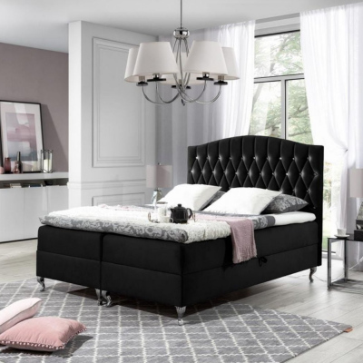 Elegantní postel 160x200 PEGGY - černá + topper ZDARMA