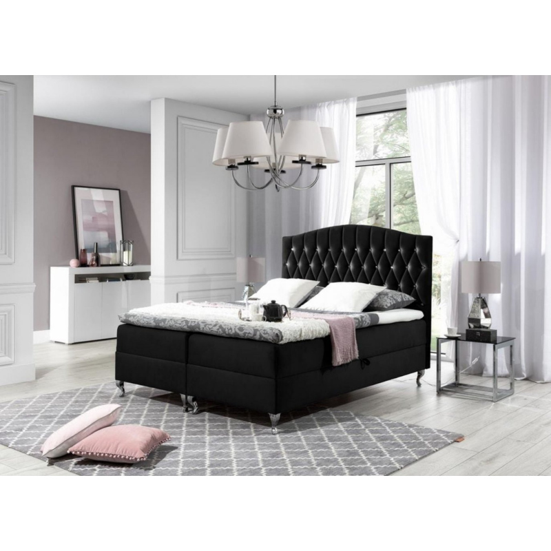 Elegantní postel 160x200 PEGGY - černá + topper ZDARMA