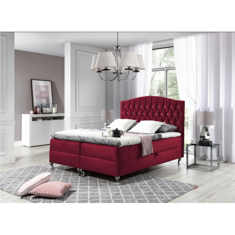 Elegantní postel 160x200 PEGGY - červená + topper ZDARMA