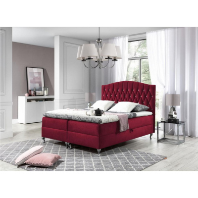 Elegantní postel 160x200 PEGGY - červená + topper ZDARMA