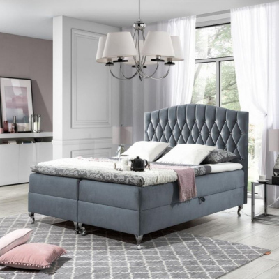 Elegantní postel 160x200 PEGGY - šedá + topper ZDARMA