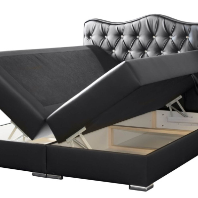 Kontinentální postel 120x200 SULTAN - šedá eko kůže + topper ZDARMA