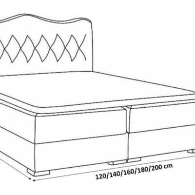 Luxusní kontinentální postel SULTAN černá eko kůže 160 + topper zdarma