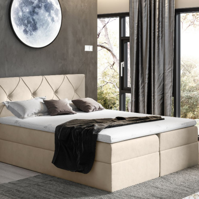 Elegantní kontinentální postel 120x200 CARMEN - béžová + topper ZDARMA