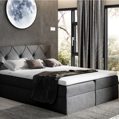 Elegantní kontinentální postel 120x200 CARMEN - černá + topper ZDARMA