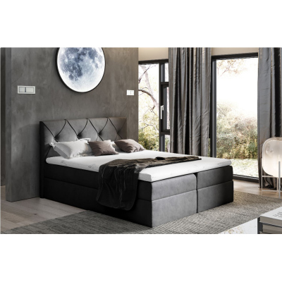 Elegantní kontinentální postel 120x200 CARMEN - černá + topper ZDARMA