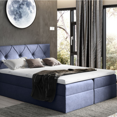 Elegantní kontinentální postel 120x200 CARMEN - modrá + topper ZDARMA
