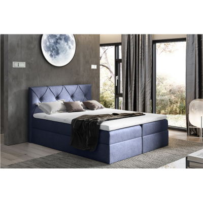 Elegantní kontinentální postel 120x200 CARMEN - modrá + topper ZDARMA