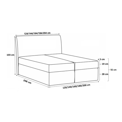 Elegantní kontinentální postel 120x200 CARMEN - růžová 2 + topper ZDARMA