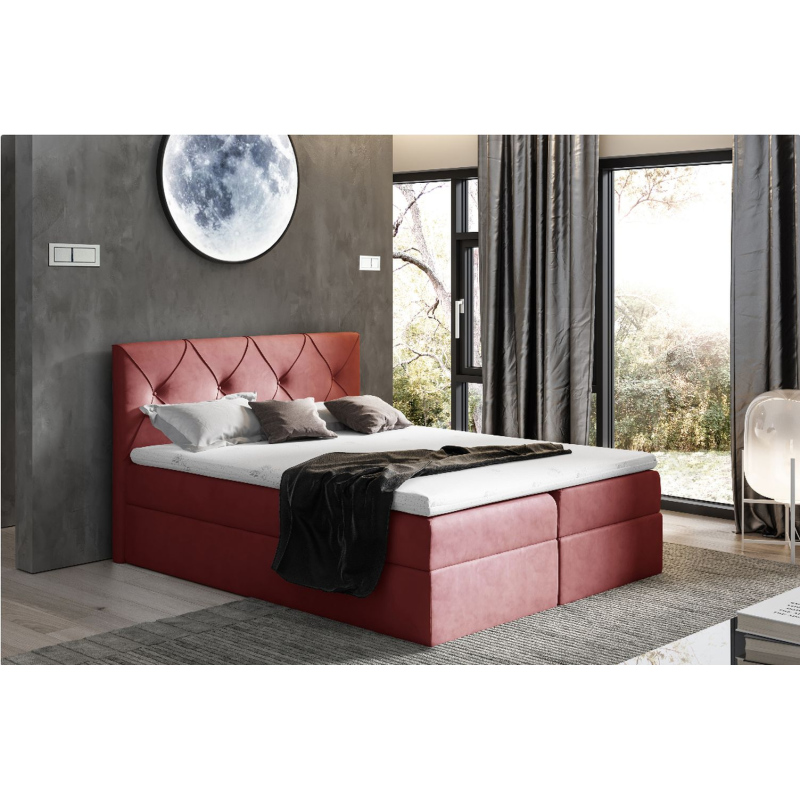 Elegantní kontinentální postel 140x200 CARMEN - červená + topper ZDARMA