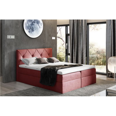 Elegantní kontinentální postel 140x200 CARMEN - červená + topper ZDARMA
