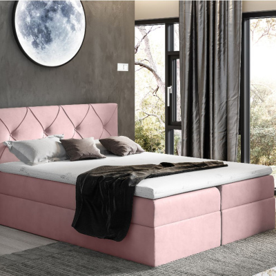 Elegantní kontinentální postel 140x200 CARMEN - růžová 2 + topper ZDARMA