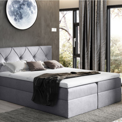 Elegantní kontinentální postel 140x200 CARMEN - šedá + topper ZDARMA