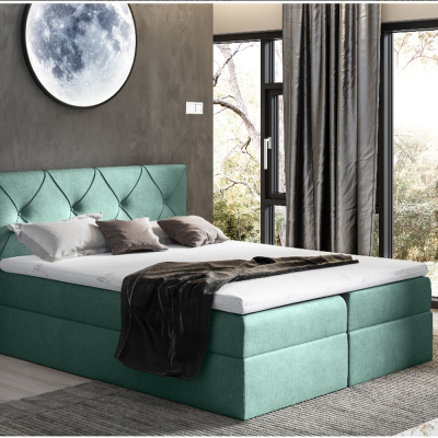 Elegantní kontinentální postel 140x200 CARMEN - zelená + topper ZDARMA