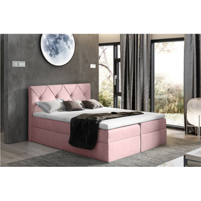 Elegantní kontinentální postel 160x200 CARMEN - růžová 2 + topper ZDARMA