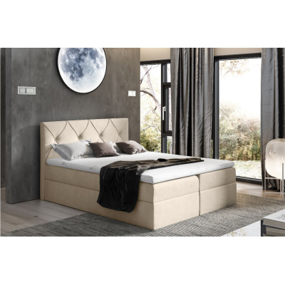 Elegantní kontinentální postel 180x200 CARMEN - béžová + topper ZDARMA