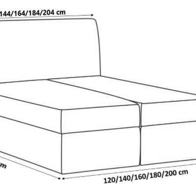 Elegantní kontinentální postel 180x200 CARMEN - černá + topper ZDARMA