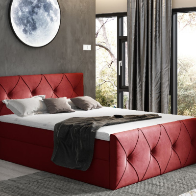 Kontinentální postel 120x200 CARMEN LUX - červená 1 + topper ZDARMA