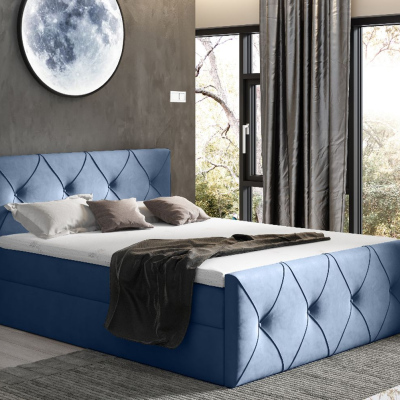 Kontinentální postel 120x200 CARMEN LUX - modrá + topper ZDARMA