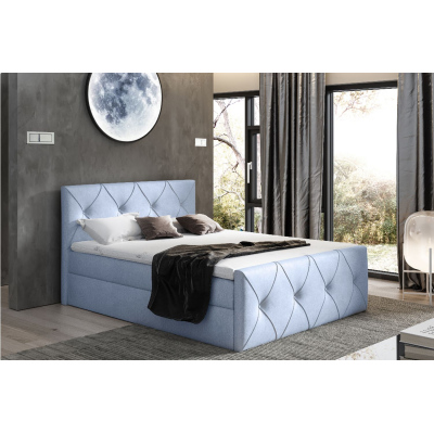 Kontinentální postel 120x200 CARMEN LUX - světle modrá + topper ZDARMA