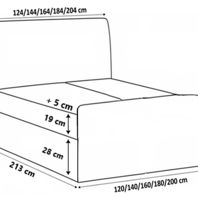 Kontinentální postel 140x200 CARMEN LUX - žlutá + topper ZDARMA