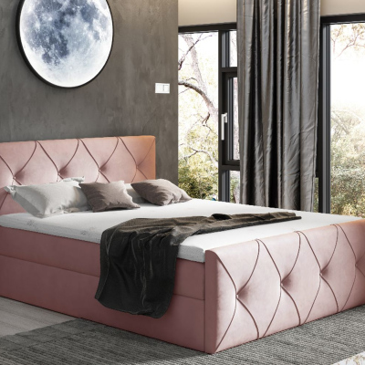 Kontinentální postel 140x200 CARMEN LUX - růžová + topper ZDARMA