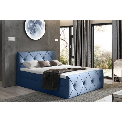 Kontinentální postel 140x200 CARMEN LUX - modrá + topper ZDARMA