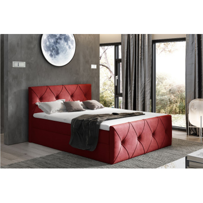 Kontinentální postel 160x200 CARMEN LUX - červená 1 + topper ZDARMA