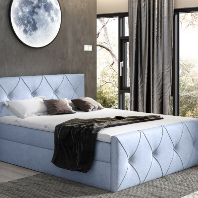 Kontinentální postel 160x200 CARMEN LUX - světle modrá + topper ZDARMA