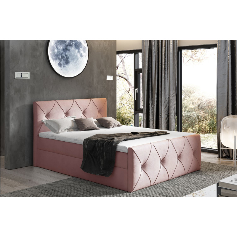 Kontinentální postel 180x200 CARMEN LUX - růžová + topper ZDARMA