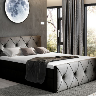 Kontinentální postel 180x200 CARMEN LUX - černá + topper ZDARMA