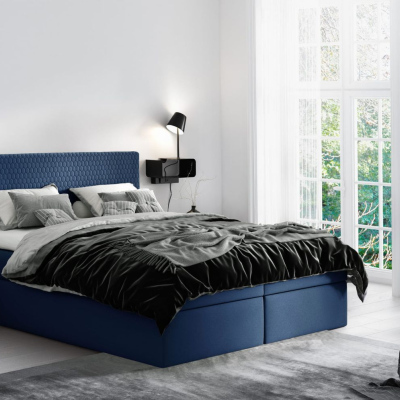 Moderní čalouněná postel s úložným prostorem Alessio modré 160 + topper zdarma
