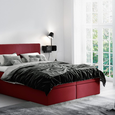 Moderní čalouněná postel s úložným prostorem Alessio vínové 160 + topper zdarma