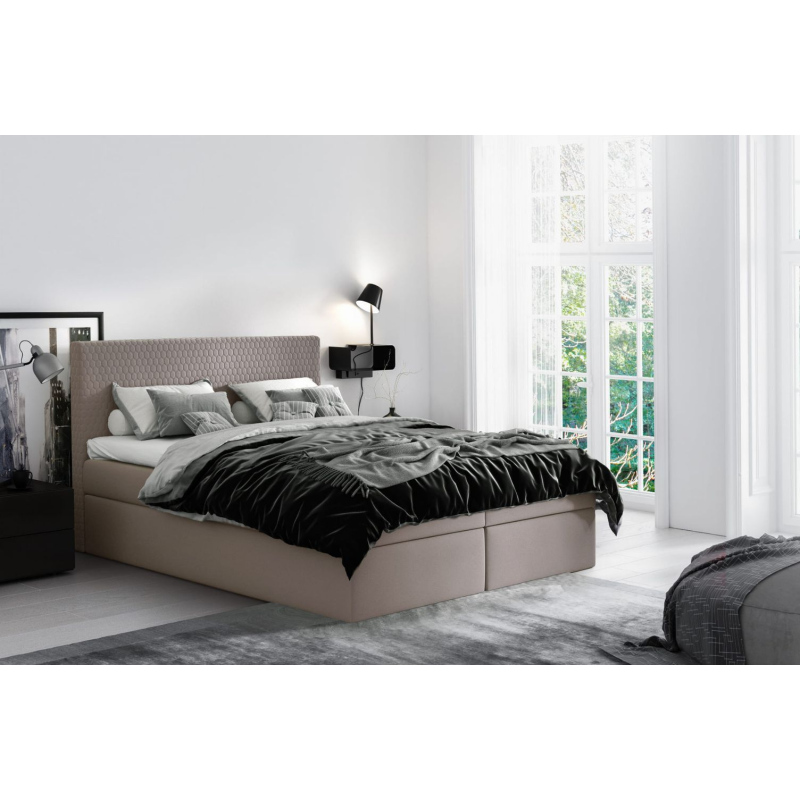 Moderní čalouněná postel s úložným prostorem Alessio béžové 160 + topper zdarma